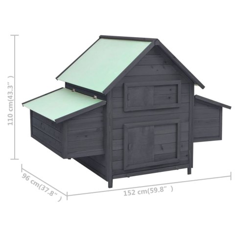  Klatka dla kurcząt, szaro-biała, 152x96x110 cm, lita jodła Lumarko!