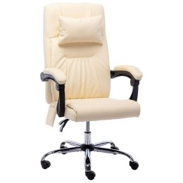  Krzesło biurowe z funkcją masażu, kremowe, sztuczna skóra Lumarko!