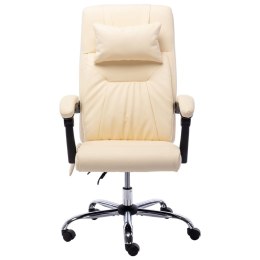  Krzesło biurowe z funkcją masażu, kremowe, sztuczna skóra Lumarko!