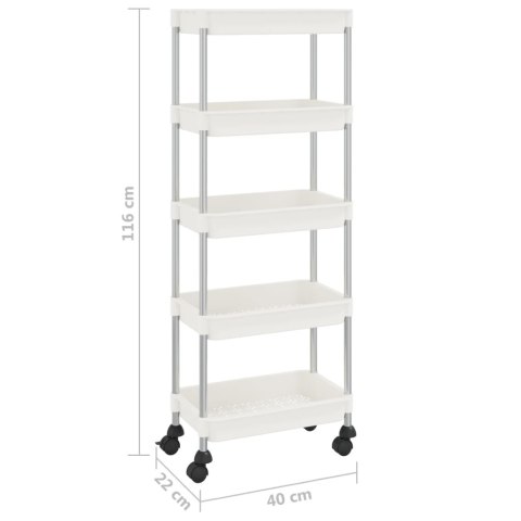  5-poziomowy wózek kuchenny, biały, 40x22x116 cm, żelazo i ABS Lumarko!
