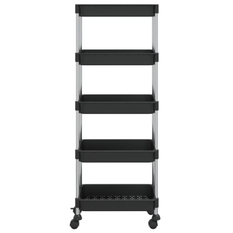  5-poziomowy wózek kuchenny, czarny, 40x22x116 cm, żelazo i ABS Lumarko!