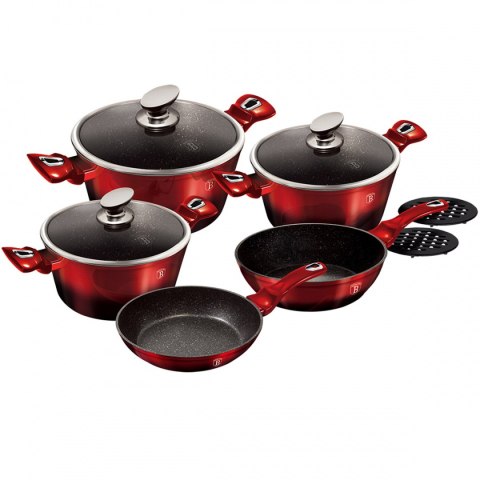  Zestaw Garnków Granitowych Berlinger Haus Bh-1631 Burgundy Metallic 10 Elem. Lumarko!