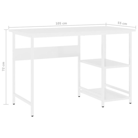  Biurko komputerowe, białe, 105x55x72 cm, MDF i metal Lumarko!