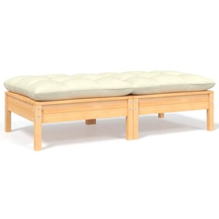  2-osobowa sofa ogrodowa z kremowymi poduszkami, drewno sosnowe Lumarko!