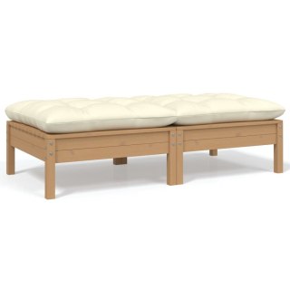  2-osobowa sofa ogrodowa z kremowymi poduszkami, drewno sosnowe Lumarko!