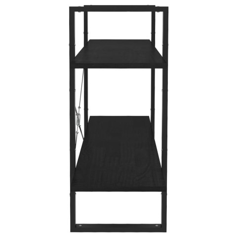  2-poziomowy regał na książki, czarny, 100x30x70 cm, sosnowy Lumarko!