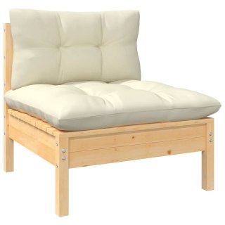  2-osobowa sofa ogrodowa z kremowymi poduszkami, drewno sosnowe Lumarko!