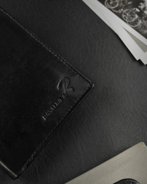  Składany, Pionowy Portfel Męski Z Połyskującej Skóry Naturalnej !