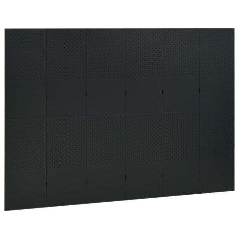  Parawan 6-panelowy, czarny, 240 x 180 cm, stalowy Lumarko!