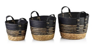 BALI Komplet 3 koszy trawa morska 33x33xH:26/28x28xH:23/23x23xH:20cm Lumarko!