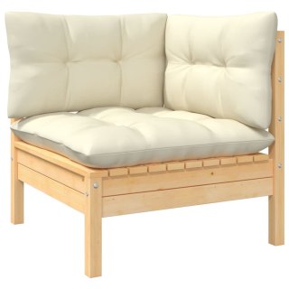  2-osobowa sofa ogrodowa z kremowymi poduszkami, drewno sosnowe Lumarko!