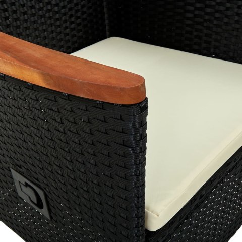  Krzesła ogrodowe z poduszkami, 2 szt., polirattan, czarne Lumarko!