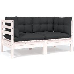  2-osobowa sofa ogrodowa z poduszkami, białe drewno sosnowe Lumarko!