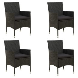  Krzesła ogrodowe z poduszkami, 4 szt., polirattan, czarne Lumarko!