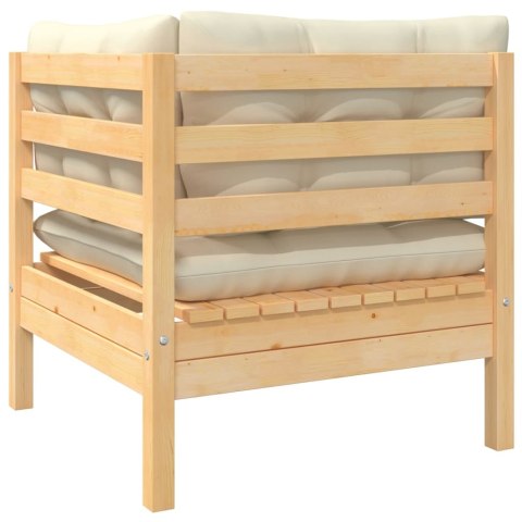  3-cz. zestaw wypoczynkowy do ogrodu, kremowe poduszki, sosnowy Lumarko!