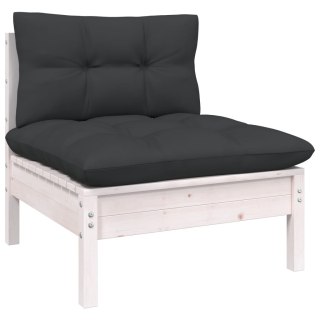  2-osobowa sofa ogrodowa z poduszkami, biała, drewno sosnowe Lumarko!
