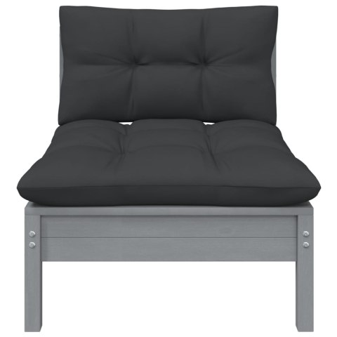  3-cz. zestaw wypoczynkowy do ogrodu, z poduszkami, szary, sosna Lumarko!