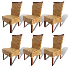  Krzesła stołowe, 6 szt., brązowe, naturalny rattan Lumarko!