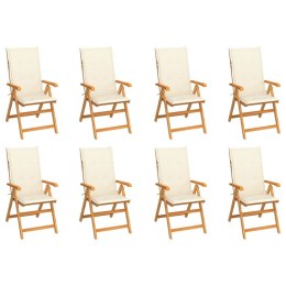  Rozkładane krzesła ogrodowe z poduszkami, 8 szt., drewno tekowe Lumarko!