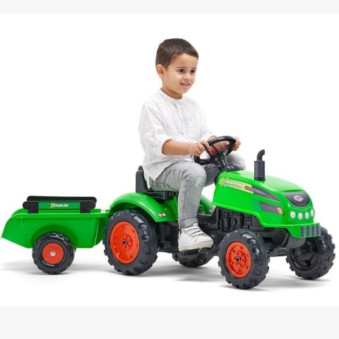 FALK Traktorek X Tractor Zielony z Przyczepką Klakson od 2 Lat Lumarko!