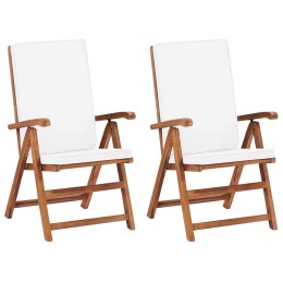  Rozkładane krzesła ogrodowe z poduszkami, 2 szt., drewno tekowe Lumarko!