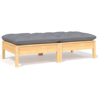  2-osobowa sofa ogrodowa z szarymi poduszkami, drewno sosnowe Lumarko!