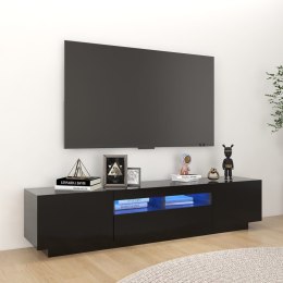  Szafka pod TV z oświetleniem LED, czarna, 180x35x40 cm Lumarko!