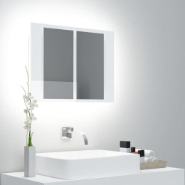  Szafka łazienkowa z lustrem i LED, połysk, biała, 60x12x45 cm Lumarko!