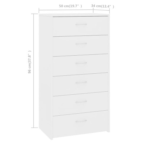  Komoda z 6 szufladami, biała, 50 x 34 x 96 cm, płyta wiórowa Lumarko!