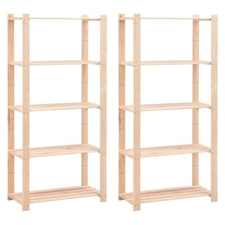  Regały z 5 półkami, 2 szt., 80x38x170 cm, sosna, 250 kg Lumarko!