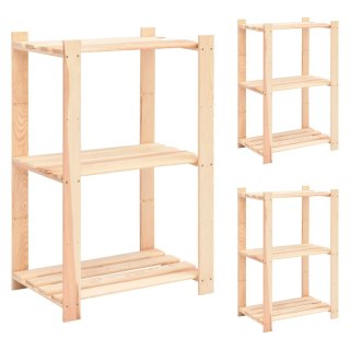  Regały z 3 półkami, 3 szt., 60x38x90 cm, sosna, 150 kg Lumarko!