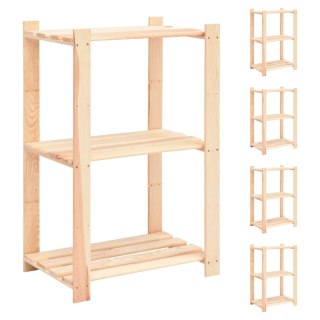  Regały z 3 półkami, 5 szt., 60x38x90 cm, sosna, 150 kg Lumarko!