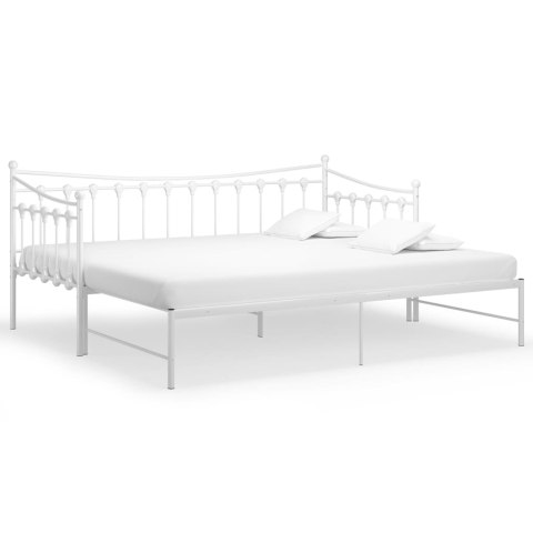 Sofa z wysuwaną ramą łóżka, biała, metalowa, 90x200 cm Lumarko!