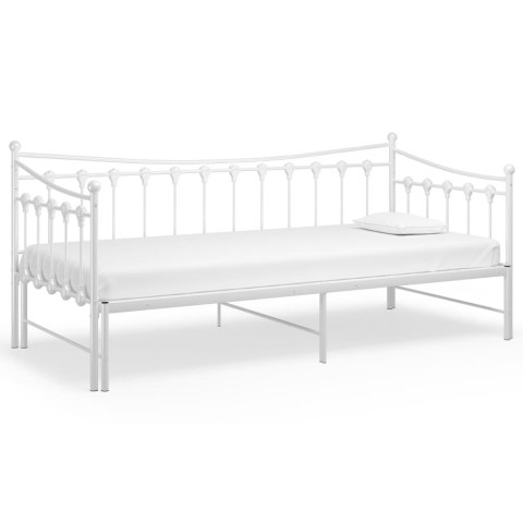  Sofa z wysuwaną ramą łóżka, biała, metalowa, 90x200 cm Lumarko!