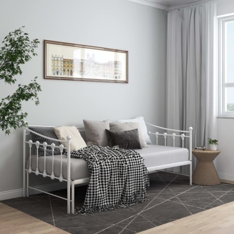  Sofa z wysuwaną ramą łóżka, biała, metalowa, 90x200 cm Lumarko!