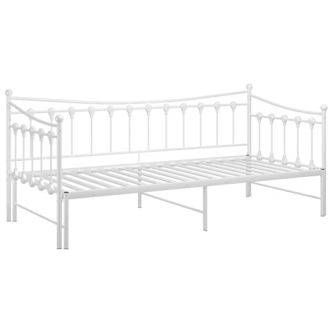  Sofa z wysuwaną ramą łóżka, biała, metalowa, 90x200 cm Lumarko!