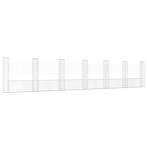  Ogrodzenie gabionowe z 7 słupkami, żelazo, 740x20x150 cm Lumarko!