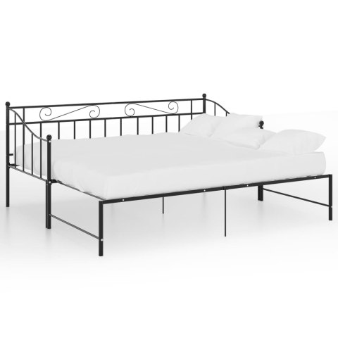  Sofa z wysuwaną ramą łóżka, czarna, metalowa, 90x200 cm Lumarko!