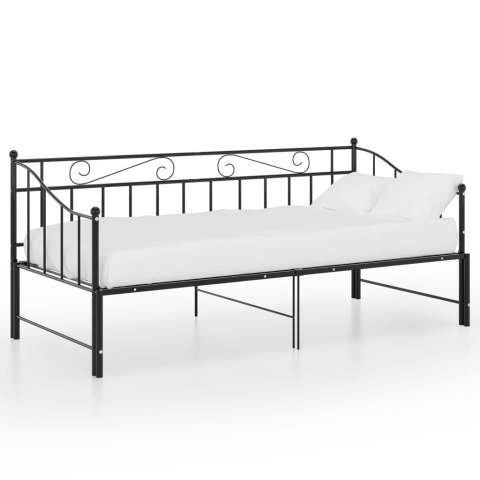  Sofa z wysuwaną ramą łóżka, czarna, metalowa, 90x200 cm Lumarko!