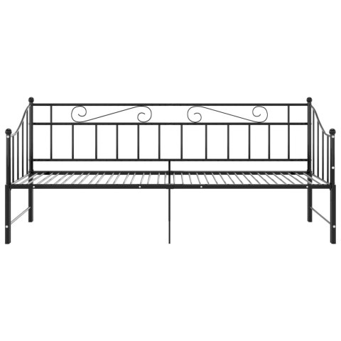  Sofa z wysuwaną ramą łóżka, czarna, metalowa, 90x200 cm Lumarko!