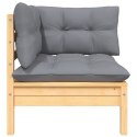  2-osobowa sofa ogrodowa z szarymi poduszkami, drewno sosnowe Lumarko!