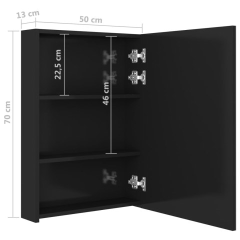  Szafka łazienkowa z lustrem i LED, lśniąca czerń, 50x13x70 cm Lumarko!