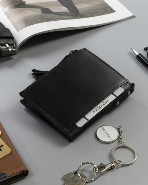 Duży portfel w stylu retro z dwiema kieszeniami na monety — Rovicky