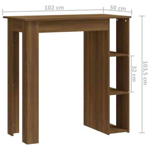  Stolik barowy z półkami, brązowy dąb, 102x50x103,5 cm, płyta Lumarko!
