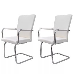  Krzesła stołowe na płozach, 2 szt., białe, sztuczna skóra Lumarko!