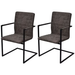  Krzesła stołowe na płozach, 2 szt., brązowe, sztuczna skóra Lumarko!