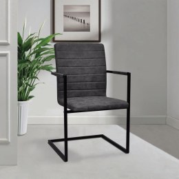  Krzesła stołowe, wspornikowe, 2 szt., szare, sztuczna skóra Lumarko!