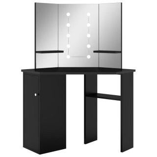  Toaletka narożna z lampkami LED, czarna, 111 x 54 x 141,5 cm Lumarko!