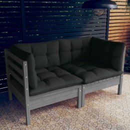  2-osobowa sofa ogrodowa z antracytowymi poduszkami, sosnowa!
