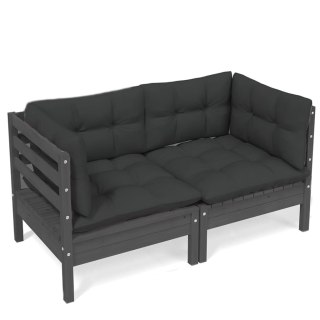  2-osobowa sofa ogrodowa z antracytowymi poduszkami, sosnowa Lumarko!